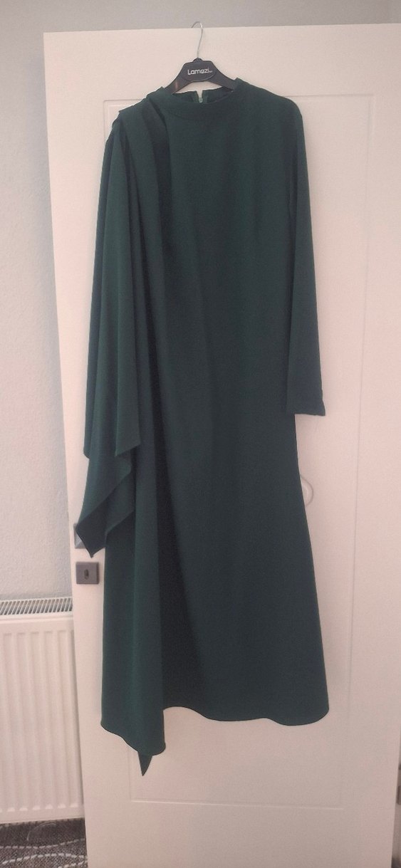 Yeşil Drapeli Kadın Uzun Elbise - Görsel 2