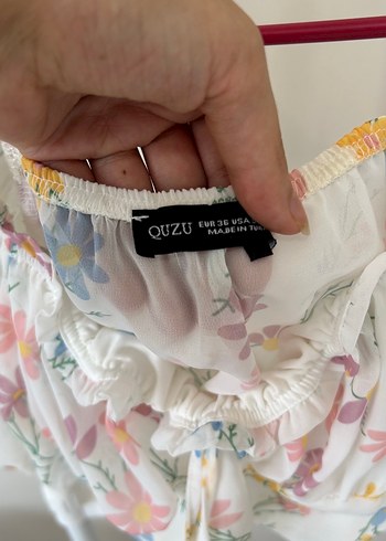36 Beden Dantel Detaylı Bohem Mini Bluz