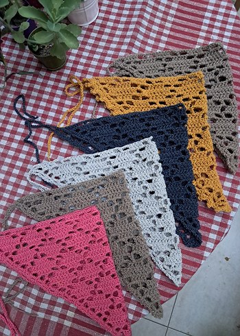 Beden lacivert Renkli Örgü Bohem bandana