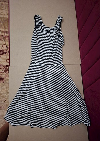 Diğer Zebra Desenli Pilili Midi Elbise