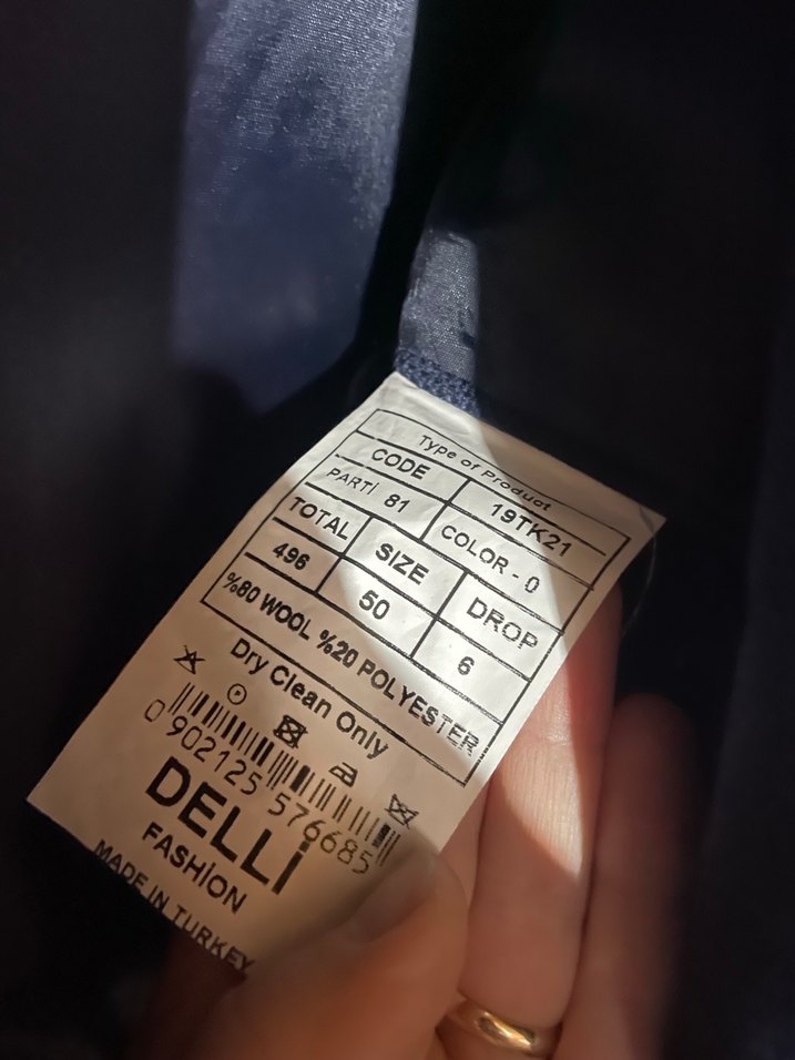 Düğmeli Lacivert Erkek Takım Elbise Ceketi - Görsel 2