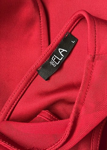 Kırmızı V Yakalı Midi Spor Abiye Elbise - Görsel 2