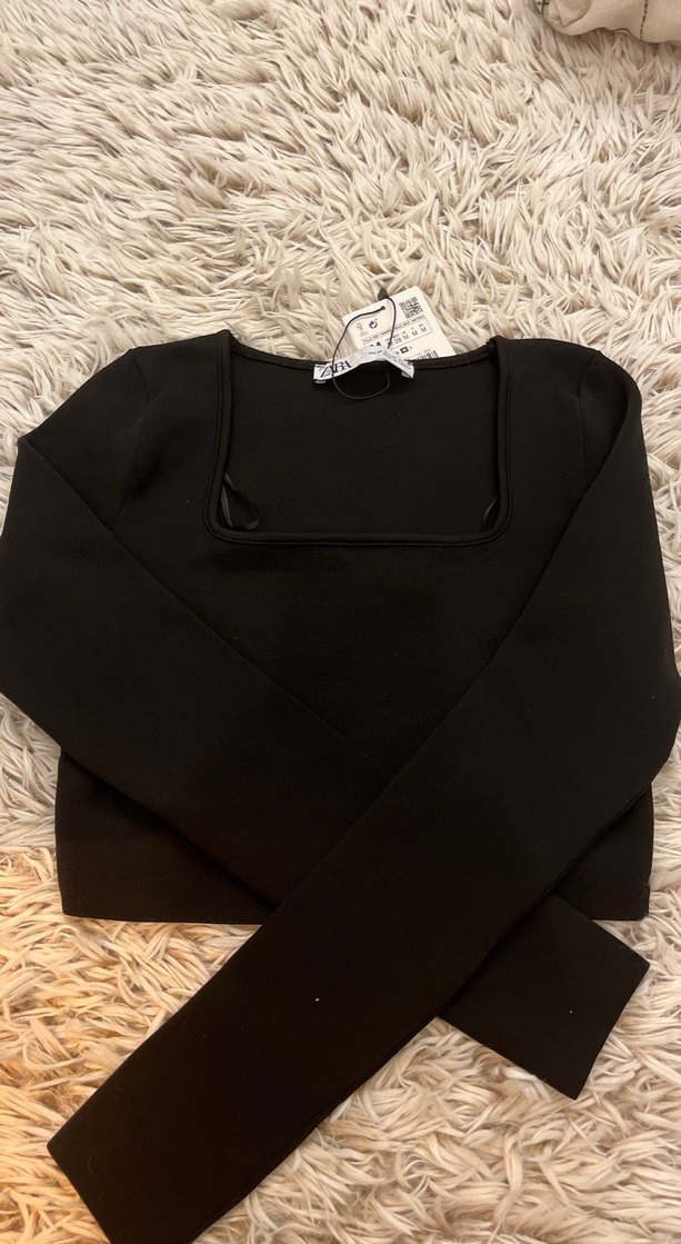 Siyah Örme Uzun Kollu Kadın Bluz - Görsel 2