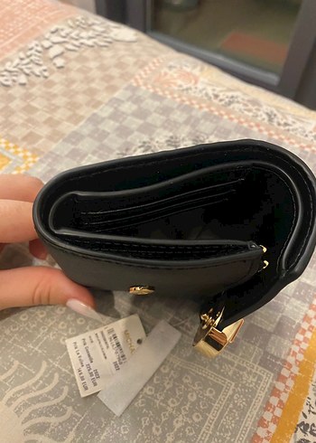  Beden siyah Renk Siyah Deri Kadın Cüzdanı, Tokalı, Michael Kors Orijinal