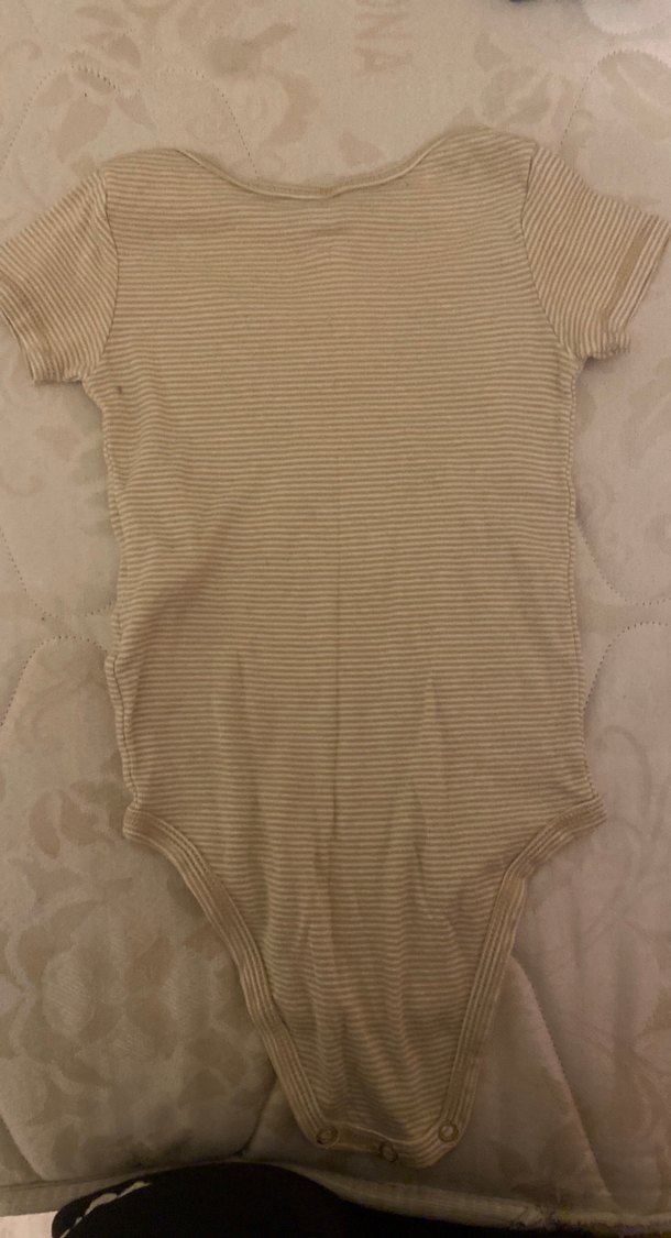 Bej Kısa Kollu Bebek Body - Görsel 2