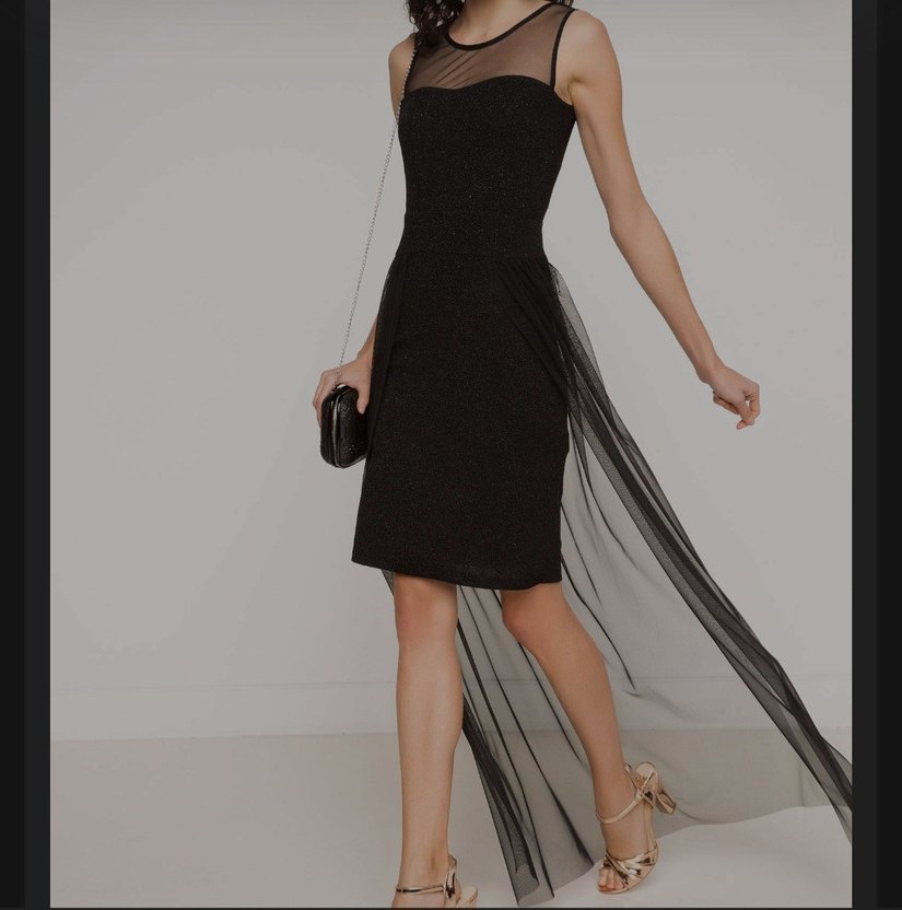 Uzun Siyah tüllü elbise - Görsel 2