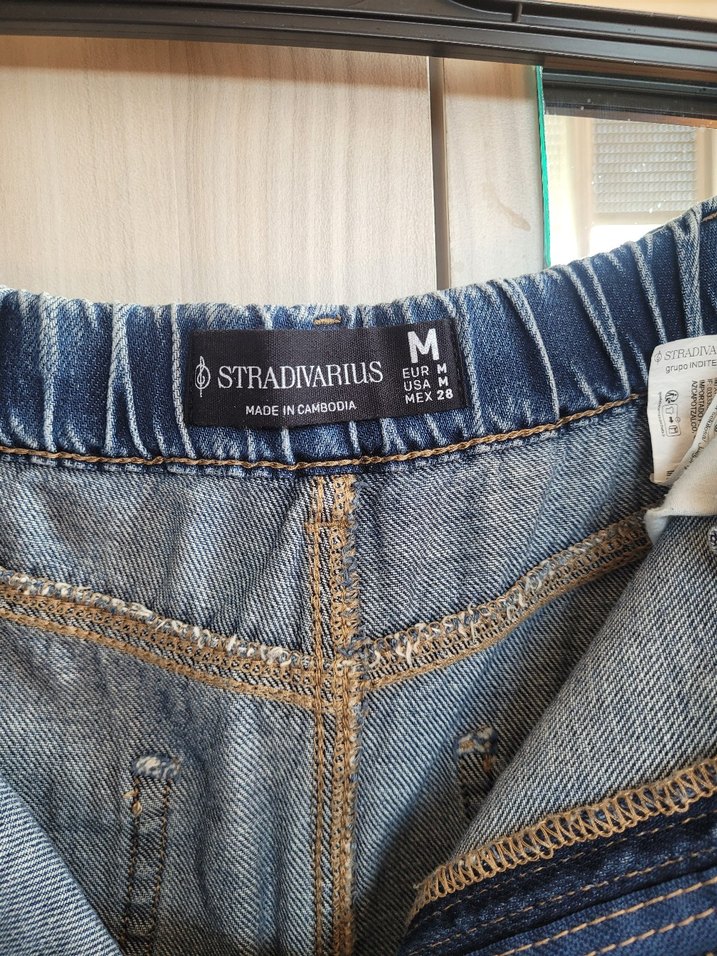 Mavi Kot Midi Etek - Görsel 3