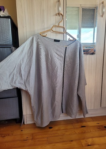 Gri Uzun Kollu Triko Kadın Kazak - Görsel 2