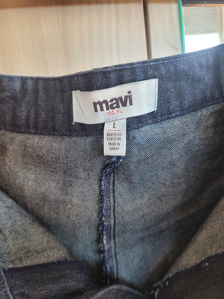 Kadın Lacivert Denim Bermuda Şort - Görsel 3