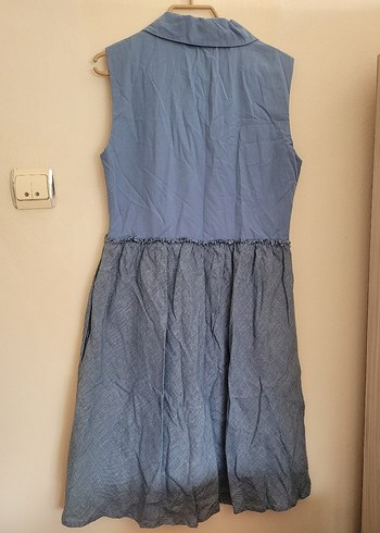 Düğmeli Denim Midi Elbise - Görsel 2