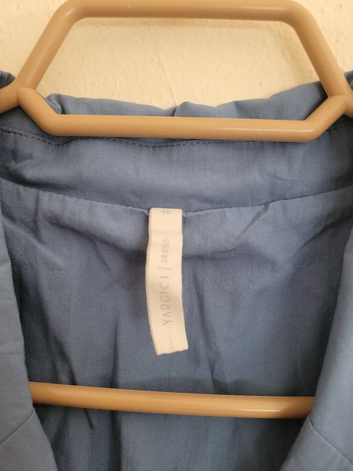 Düğmeli Denim Midi Elbise - Görsel 3