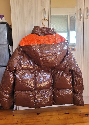 Kadın Parlak Kahverengi mont - Görsel 3