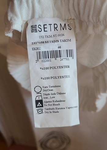 Düğmeli Nakışlı Keten takım - Görsel 6