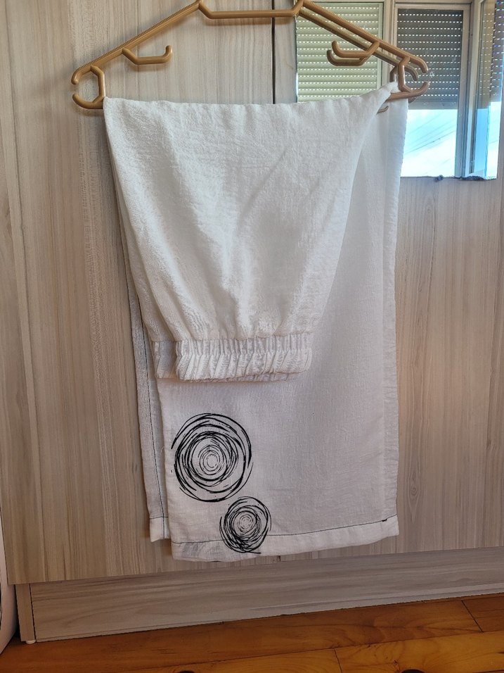 Düğmeli Nakışlı Keten takım - Görsel 2