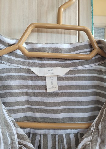 Çizgili Kolsuz Keten Gömlek - Görsel 2