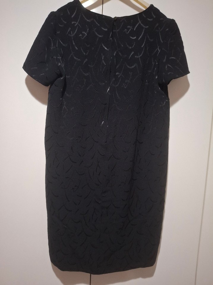 Kemer Detaylı Siyah Midi Ofis Elbisesi - Görsel 3