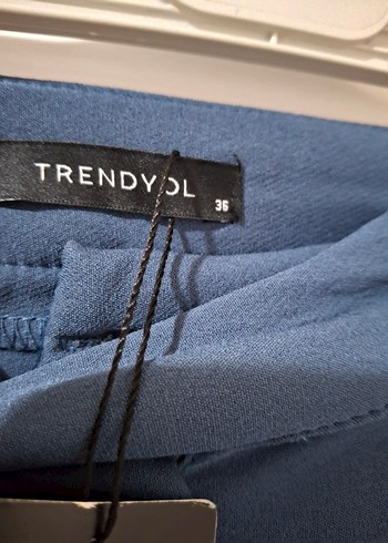 Mavi Kadın Kumaş Kemerli Pantolon - Görsel 3