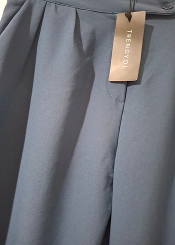 Mavi Kadın Kumaş Kemerli Pantolon - Görsel 2