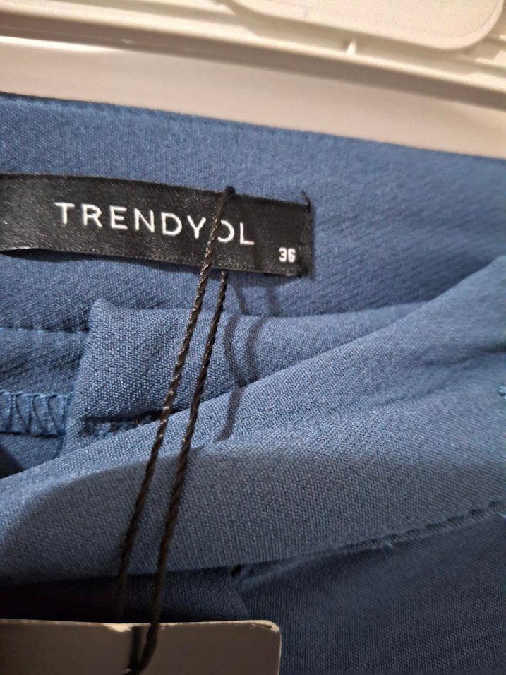 Mavi Kadın Kumaş Kemerli Pantolon - Görsel 3