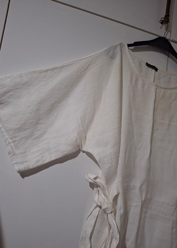 Beyaz Kadın Keten Tunik - Görsel 2