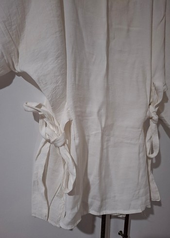 Beyaz Kadın Keten Tunik - Görsel 3