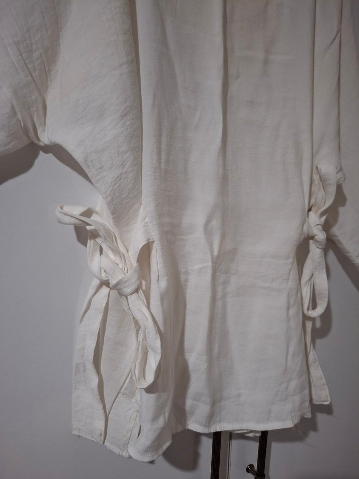Beyaz Kadın Keten Tunik - Görsel 3