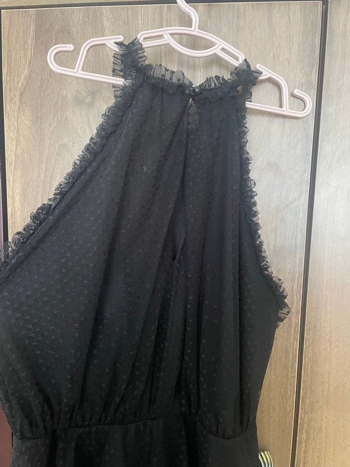 Siyah fırfırlı tüllü elbise - Görsel 3