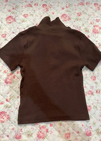 Diğer Kahverengi Polo Yaka Crop/Tshirt