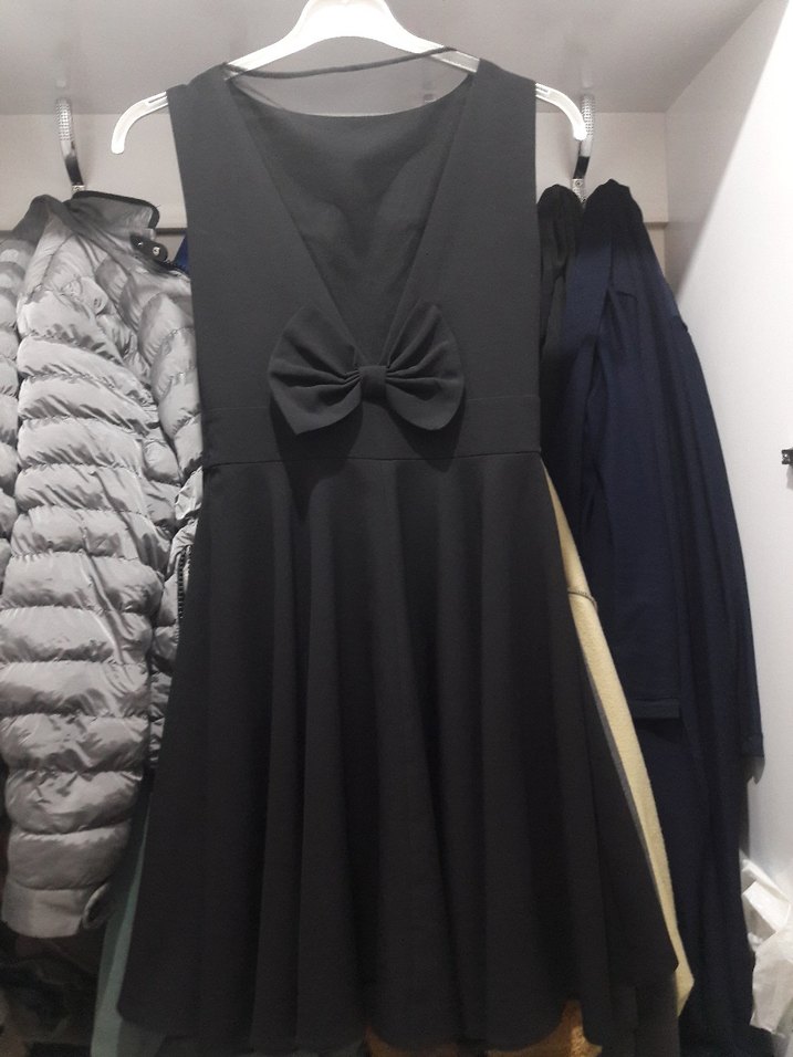 Siyah Drapeli Midi Ofis Elbisesi - Görsel 2