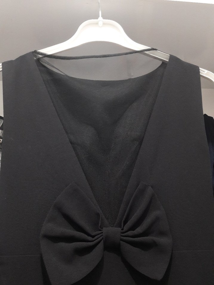 Siyah Drapeli Midi Ofis Elbisesi - Görsel 3