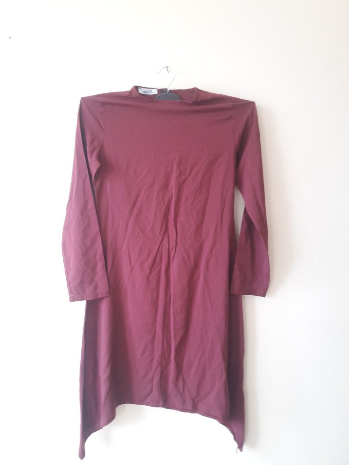 Bordo Uzun Kollu Hamile Tulum - Görsel 2