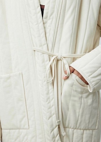 Manuka Beyaz Midi Kadın Ceket - Görsel 3