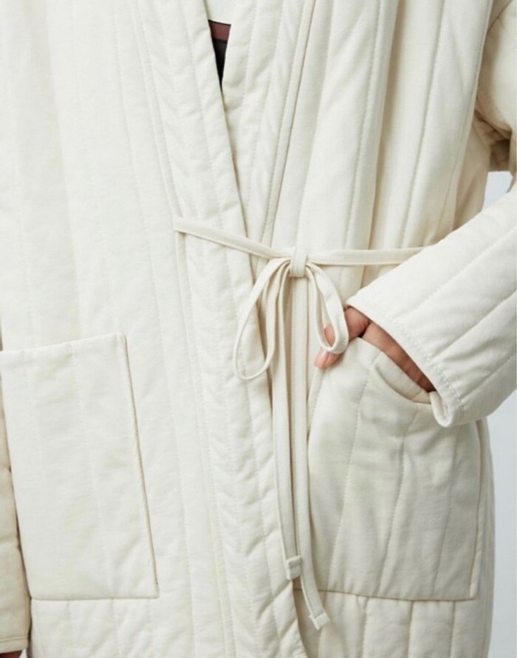 Manuka Beyaz Midi Kadın Ceket - Görsel 3