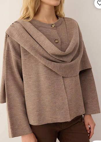 Bej Kısa Kesim Kadın Hırka - Görsel 2