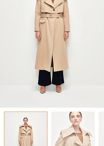 Kadın Bej  Kuşaklı Trençkot - Görsel 3