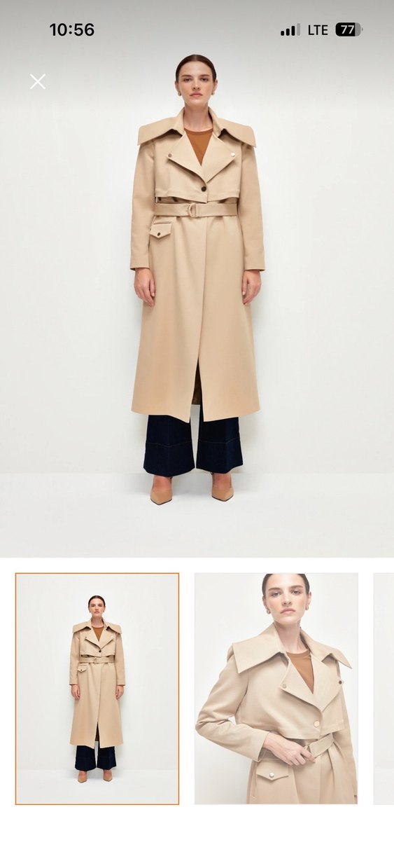 Kadın Bej  Kuşaklı Trençkot - Görsel 3