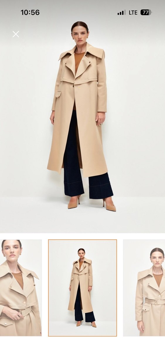 Kadın Bej  Kuşaklı Trençkot - Görsel 2