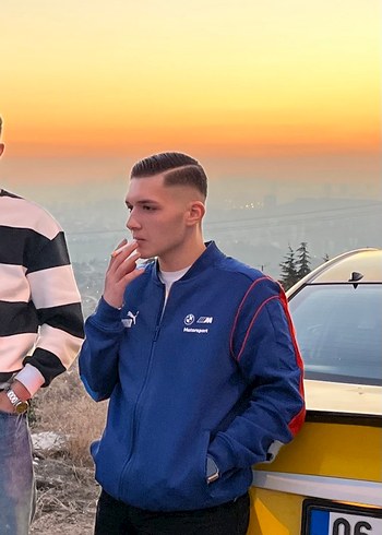 Mavi Erkek Yarım Fermuarlı Şişme Sweatshirt