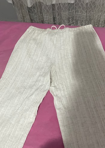LC Waikiki Bej Kadın Keten Piliseli Rahat Pantolon