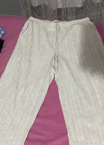 Bej Kadın Keten Piliseli Rahat Pantolon