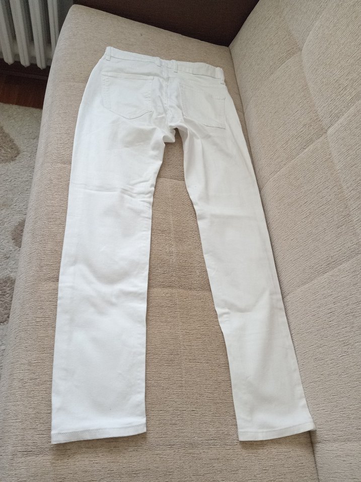 Erkek Beyaz Pamuklu Regular Fit Pantolon - Görsel 2