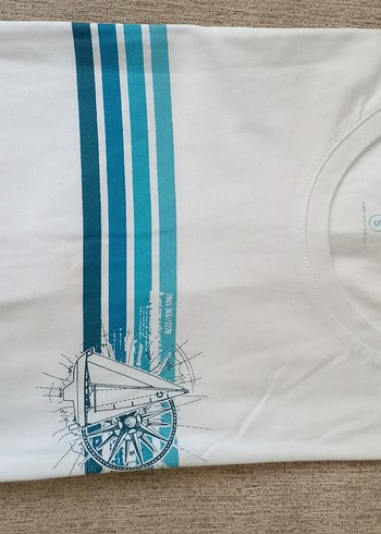 Erkek Kolsuz Bisiklet Yaka Baskılı tshirt. - Görsel 6