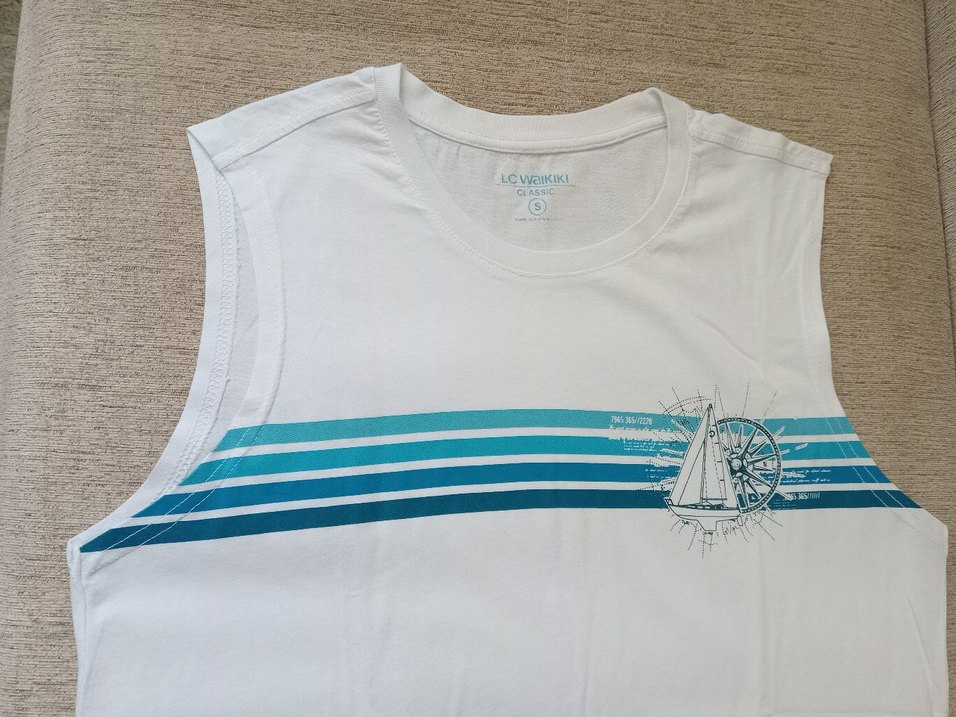 Erkek Kolsuz Bisiklet Yaka Baskılı tshirt. - Görsel 2