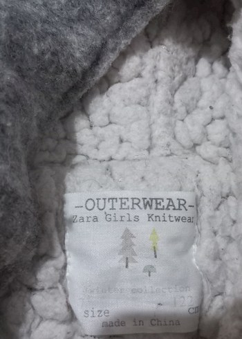 Gri Kapüşonlu Düğmeli kiz cocuk Midi Kaban - Görsel 4