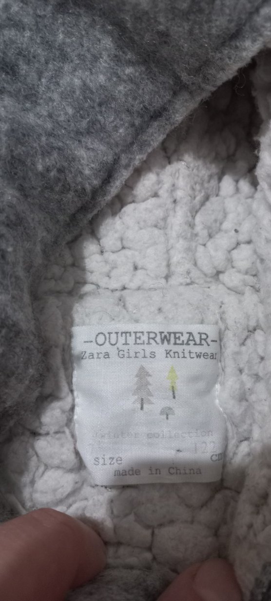 Gri Kapüşonlu Düğmeli kiz cocuk Midi Kaban - Görsel 4