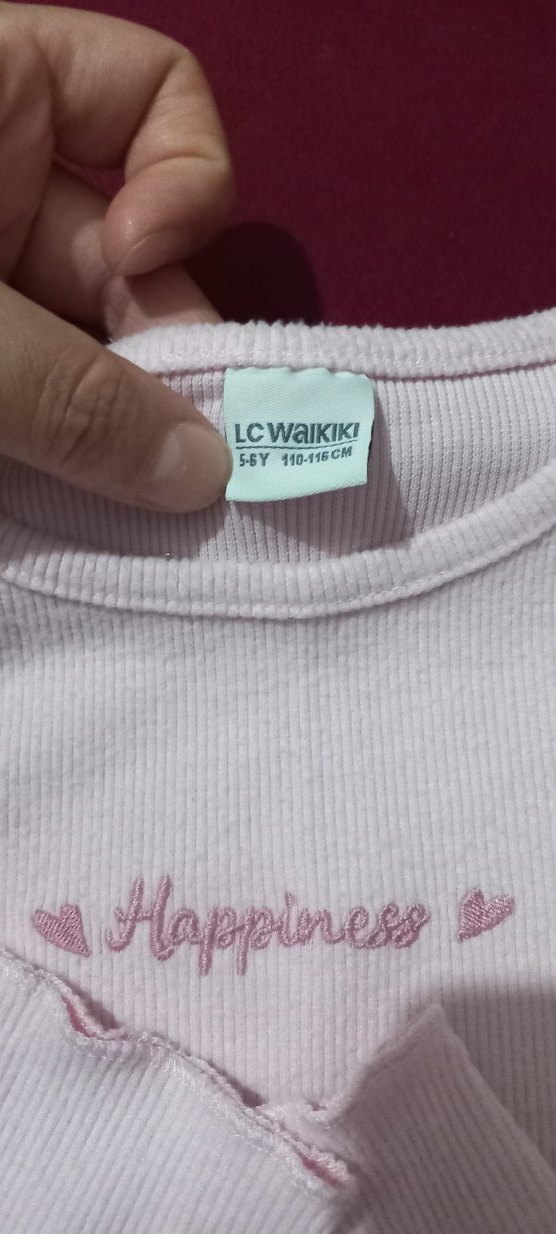 Kız Çocuk Pembe Uzun Kollu Triko Tişört - Görsel 3