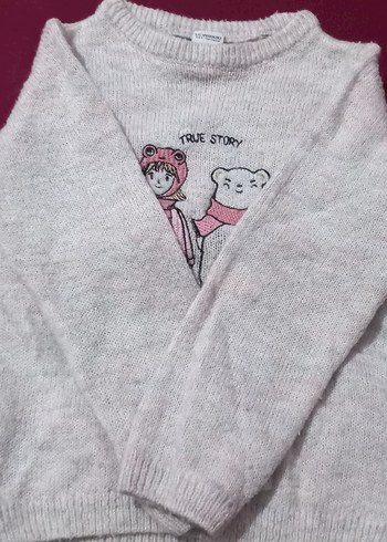 Kız Çocuk pudra Örgü Uzun Kollu Kazak - Görsel 2