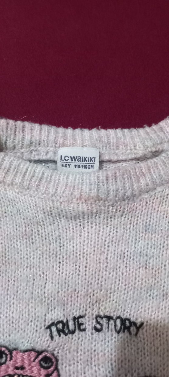 Kız Çocuk pudra Örgü Uzun Kollu Kazak - Görsel 3