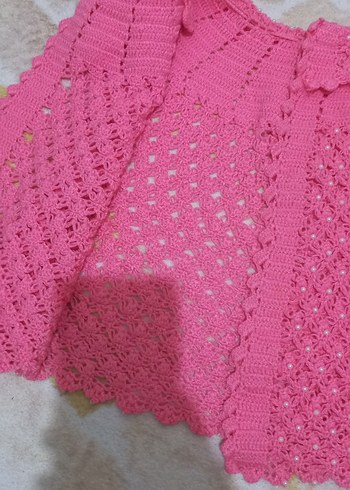 Kız Çocuk Pembe Örgü Bohem Yelek - Görsel 2