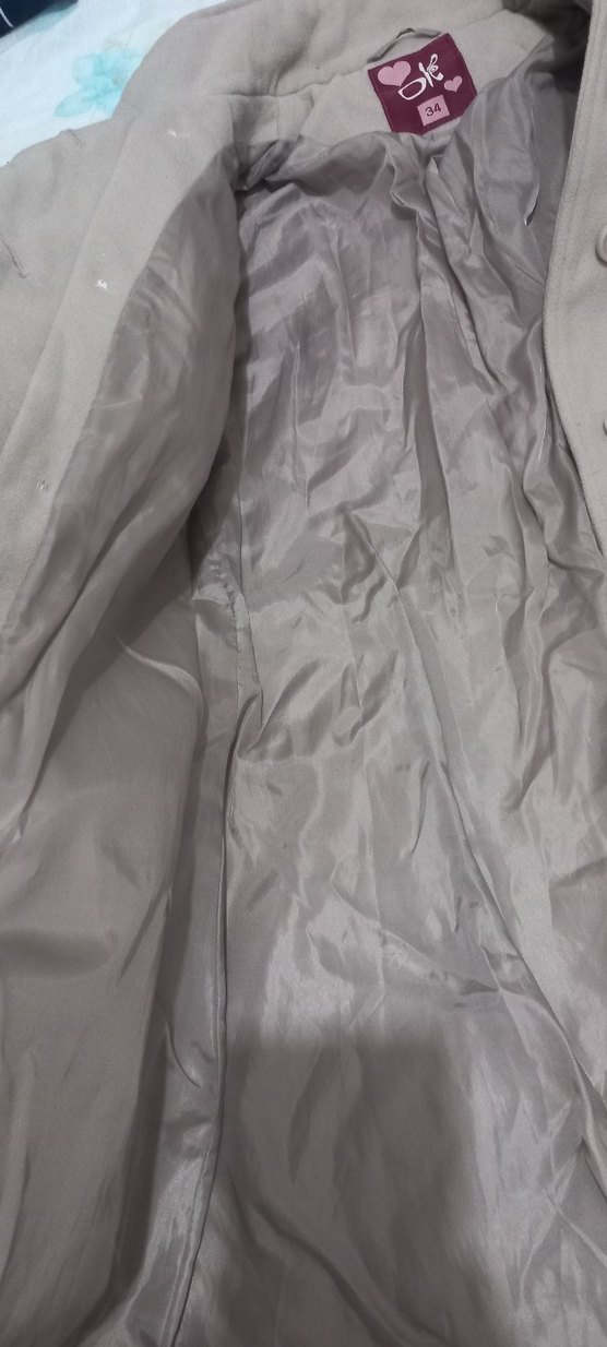 Bej Düğmeli Midi Kadın Kaban - Görsel 3